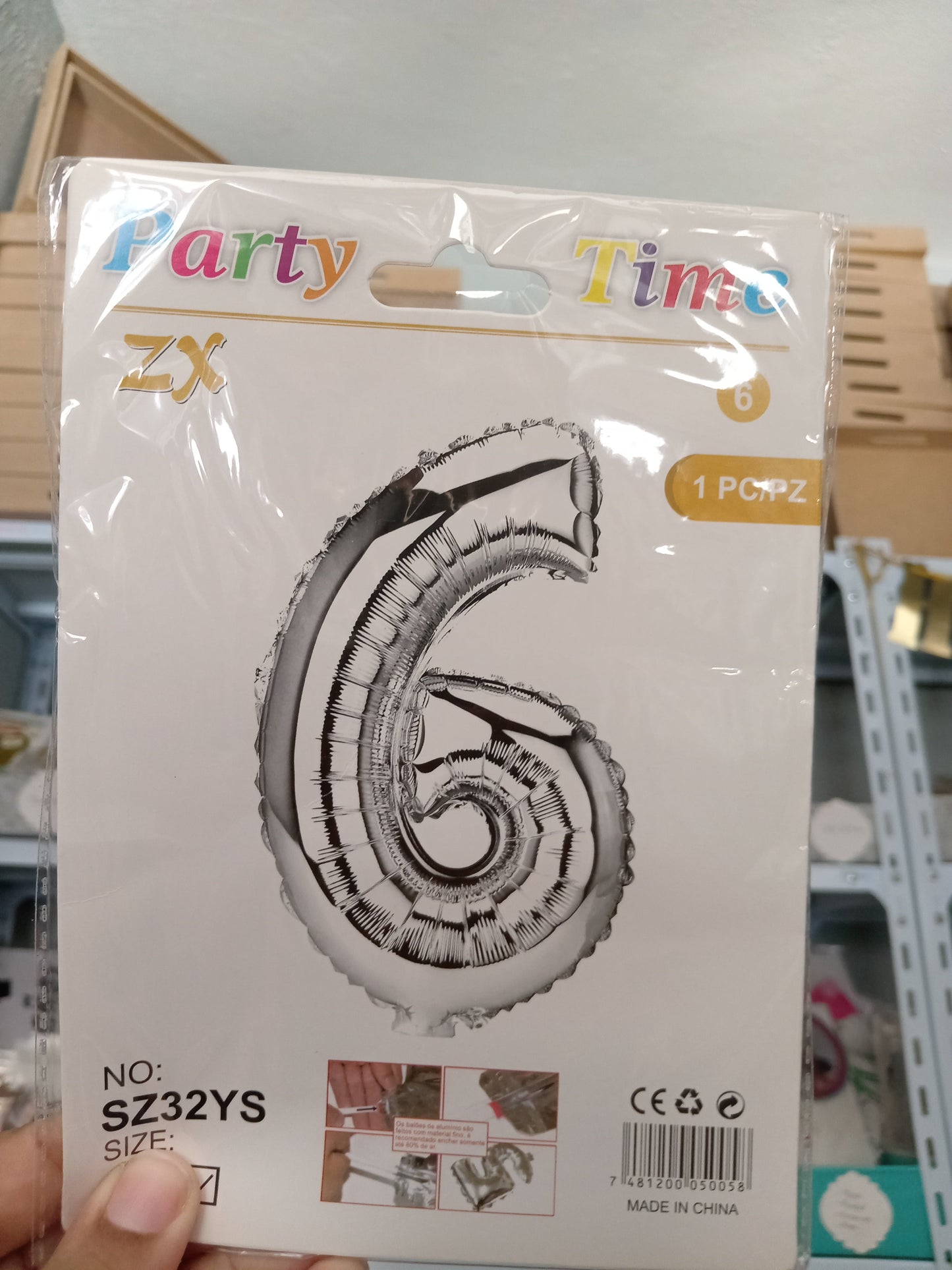 7.6 Globos metálicos 32" Números plateado