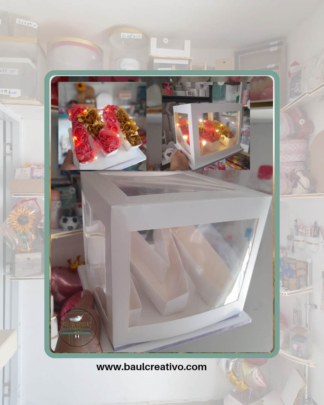 CL Caja de letra con ventana en los 4 lados 8x8x7 y la letra de 7x 1.5x1.5 ( 1.8M )