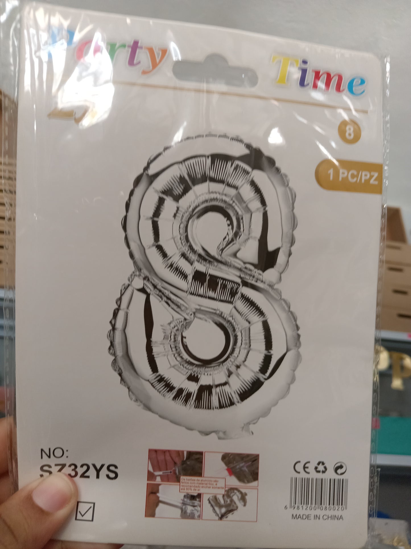 7.6 Globos metálicos 32" Números plateado