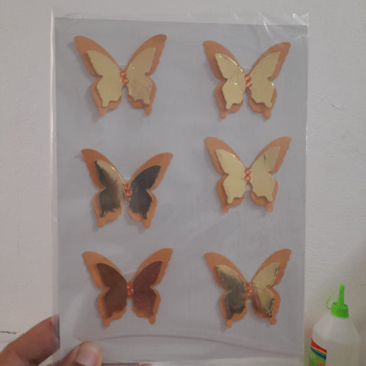 Mariposas doble capa lisa 2"naranja y dorado DMF