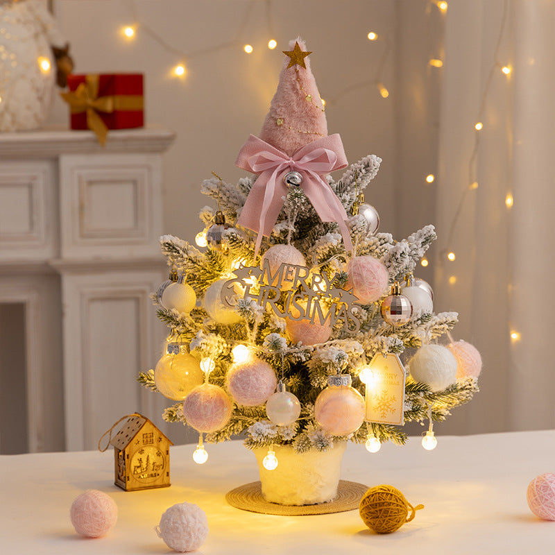 Mini Árbol para escritorio con luces y efecto nevado