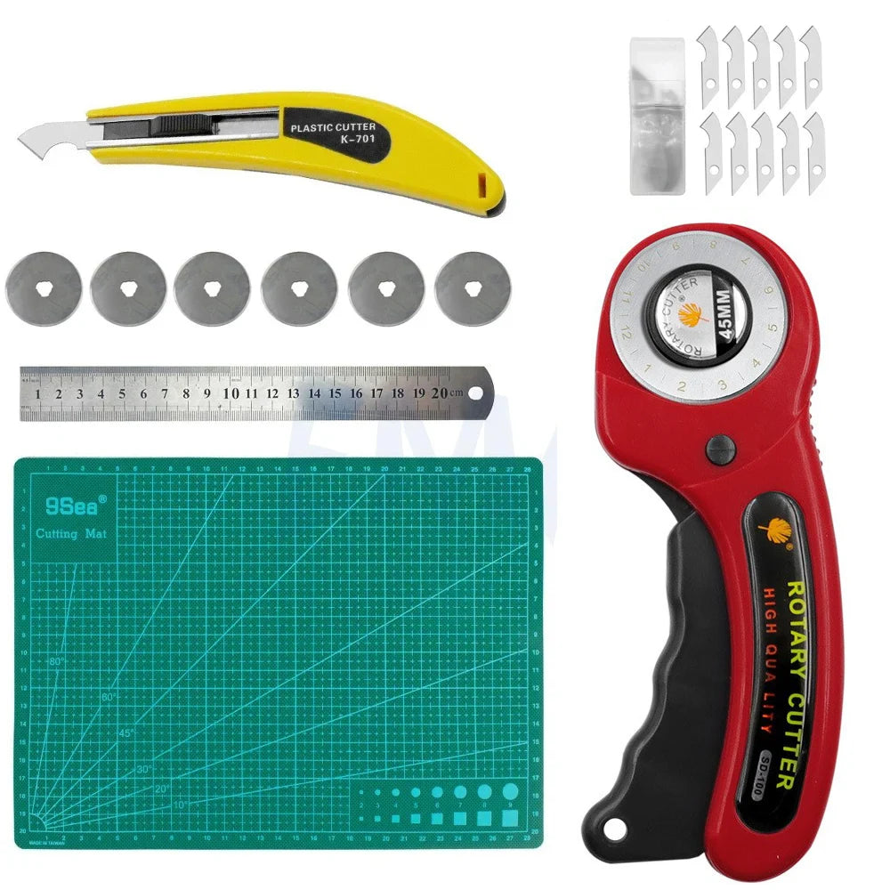 Kit Cortador Rotatorio 45mm con Base, Regla y Cuchillo de Precisión