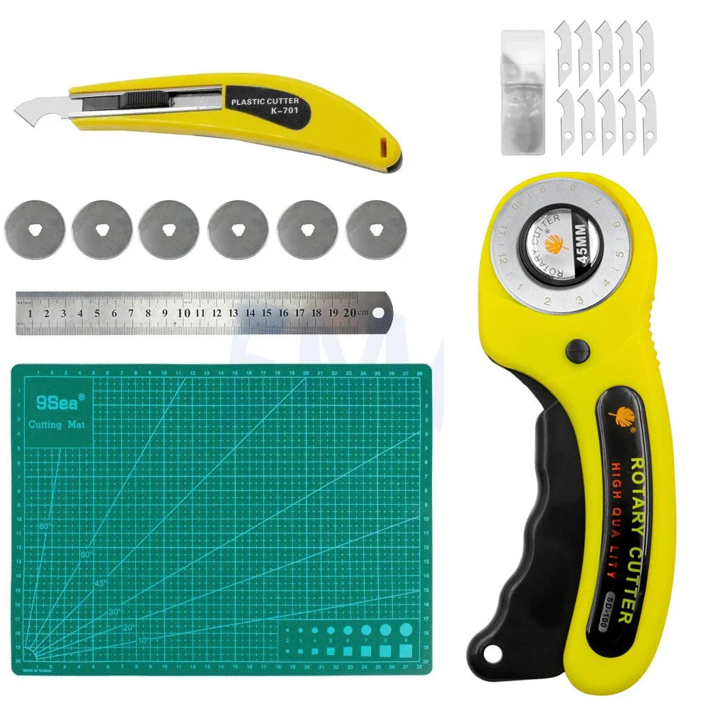 Kit Cortador Rotatorio 45mm con Base, Regla y Cuchillo de Precisión