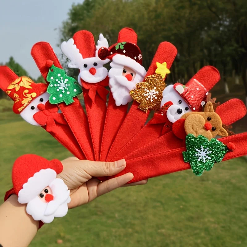 Pulseras con diseños de Santa, muñeco de nieve y reno