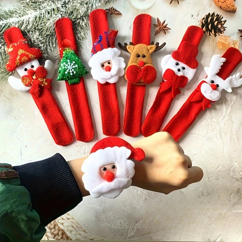 Pulseras con diseños de Santa, muñeco de nieve y reno