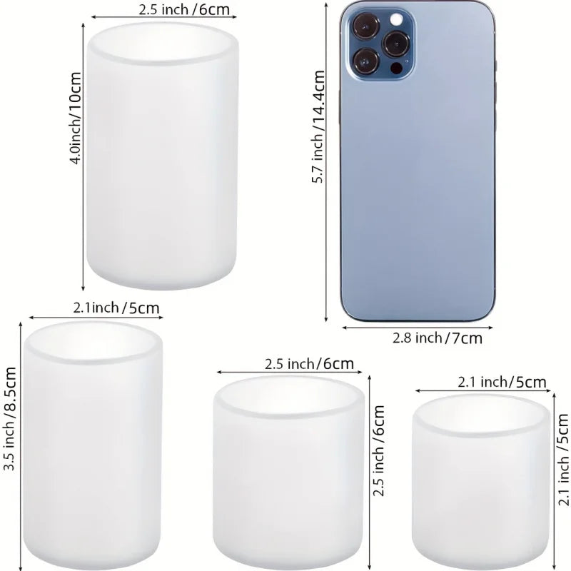 Set de 4 Moldes Cilíndricos de Silicona para Velas DIY