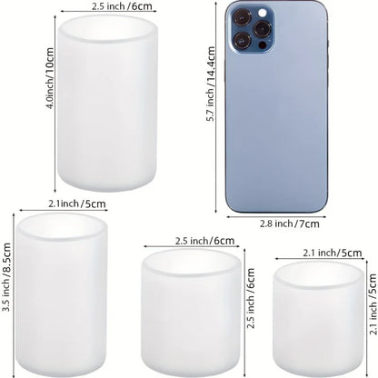 Set de 4 Moldes Cilíndricos de Silicona para Velas DIY