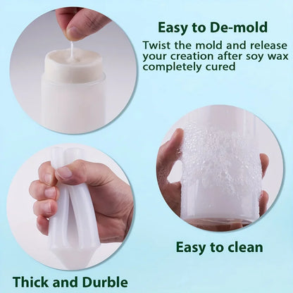 Set de 4 Moldes Cilíndricos de Silicona para Velas DIY