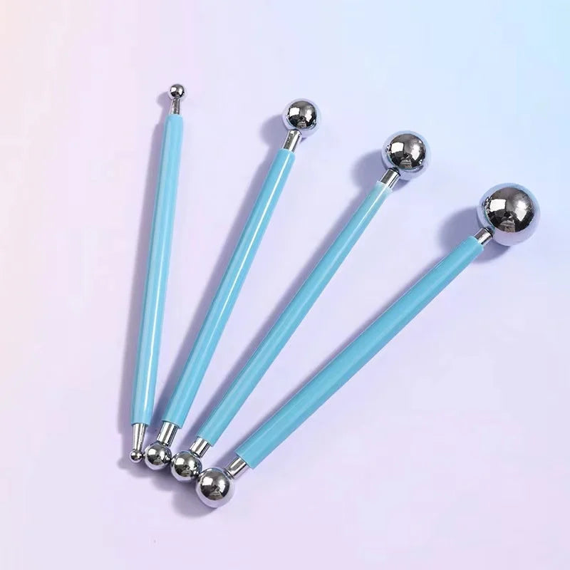 Set de 4 Herramientas de Modelado con Bola Metálica, 8 Tamaños