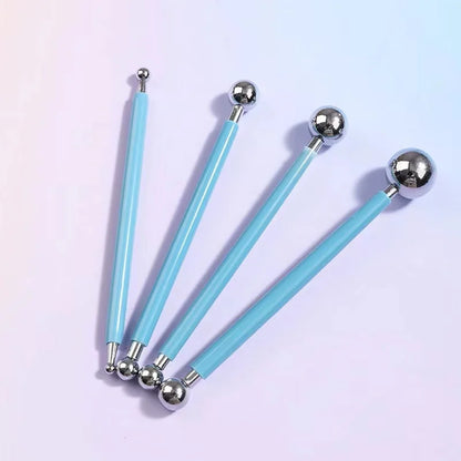 Set de 4 Herramientas de Modelado con Bola Metálica, 8 Tamaños