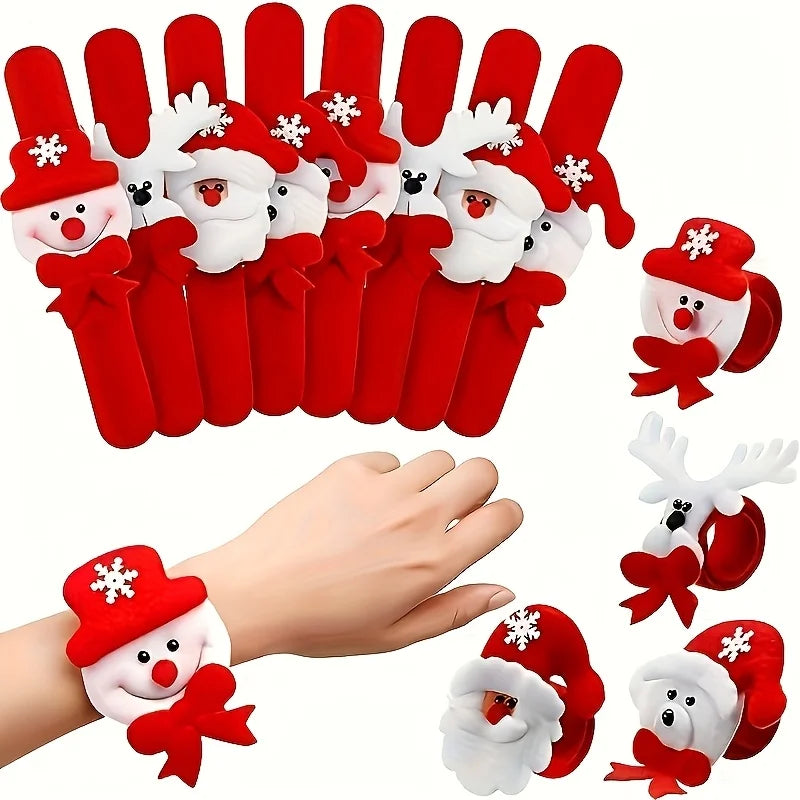 Pulseras con diseños de Santa, muñeco de nieve y reno