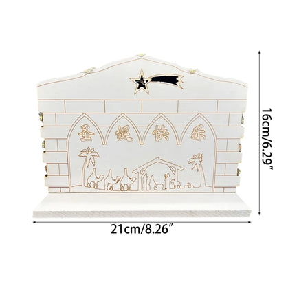 Nacimiento iluminado con casita y Sagrada Familia