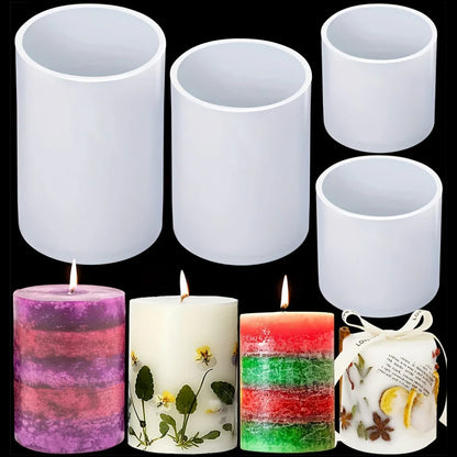 Set de 4 Moldes Cilíndricos de Silicona para Velas DIY