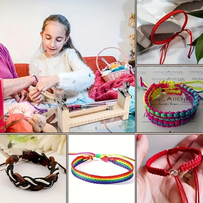 Telar de Madera para Pulseras DIY con Largo Ajustable