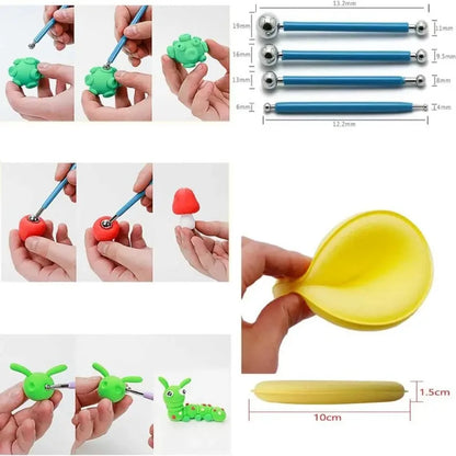 Set de 4 Herramientas de Modelado con Bola Metálica, 8 Tamaños