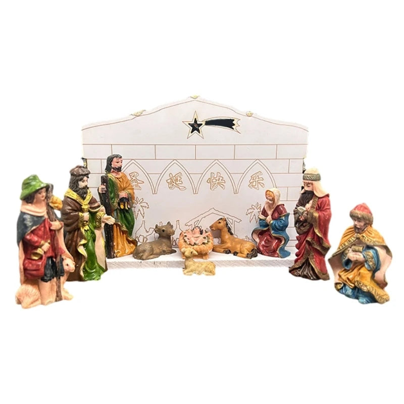 Nacimiento iluminado con casita y Sagrada Familia