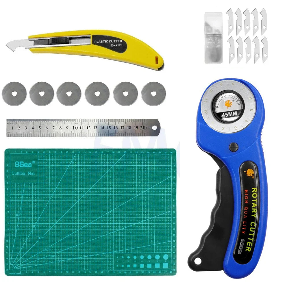 Kit Cortador Rotatorio 45mm con Base, Regla y Cuchillo de Precisión