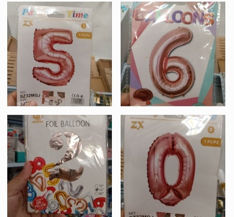Globos metálicos 32" Números dorado
