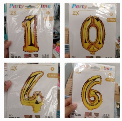 7.6 Globos metálicos 32" Números dorado