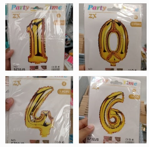 7.6 Globos metálicos 32" Números dorado