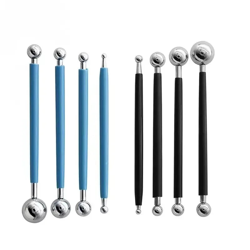 Set de 4 Herramientas de Modelado con Bola Metálica, 8 Tamaños