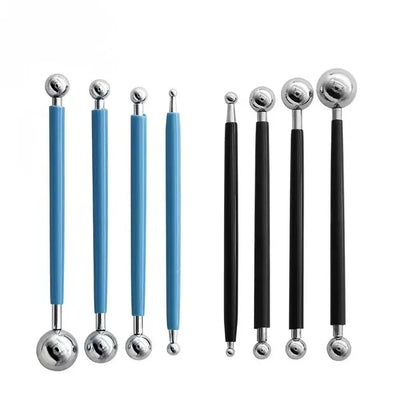 Set de 4 Herramientas de Modelado con Bola Metálica, 8 Tamaños