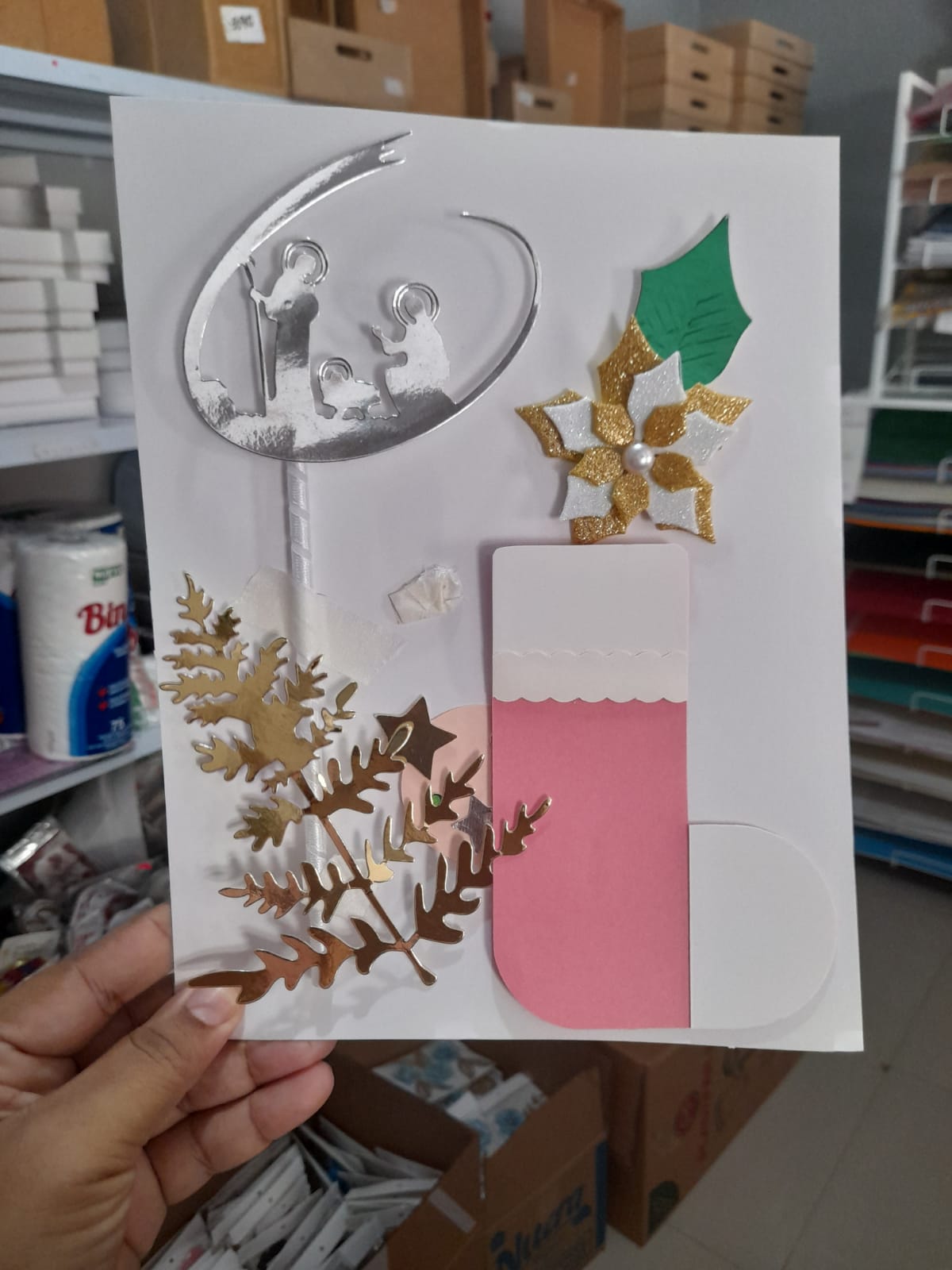 Combo de botas navideñas verde y rosada