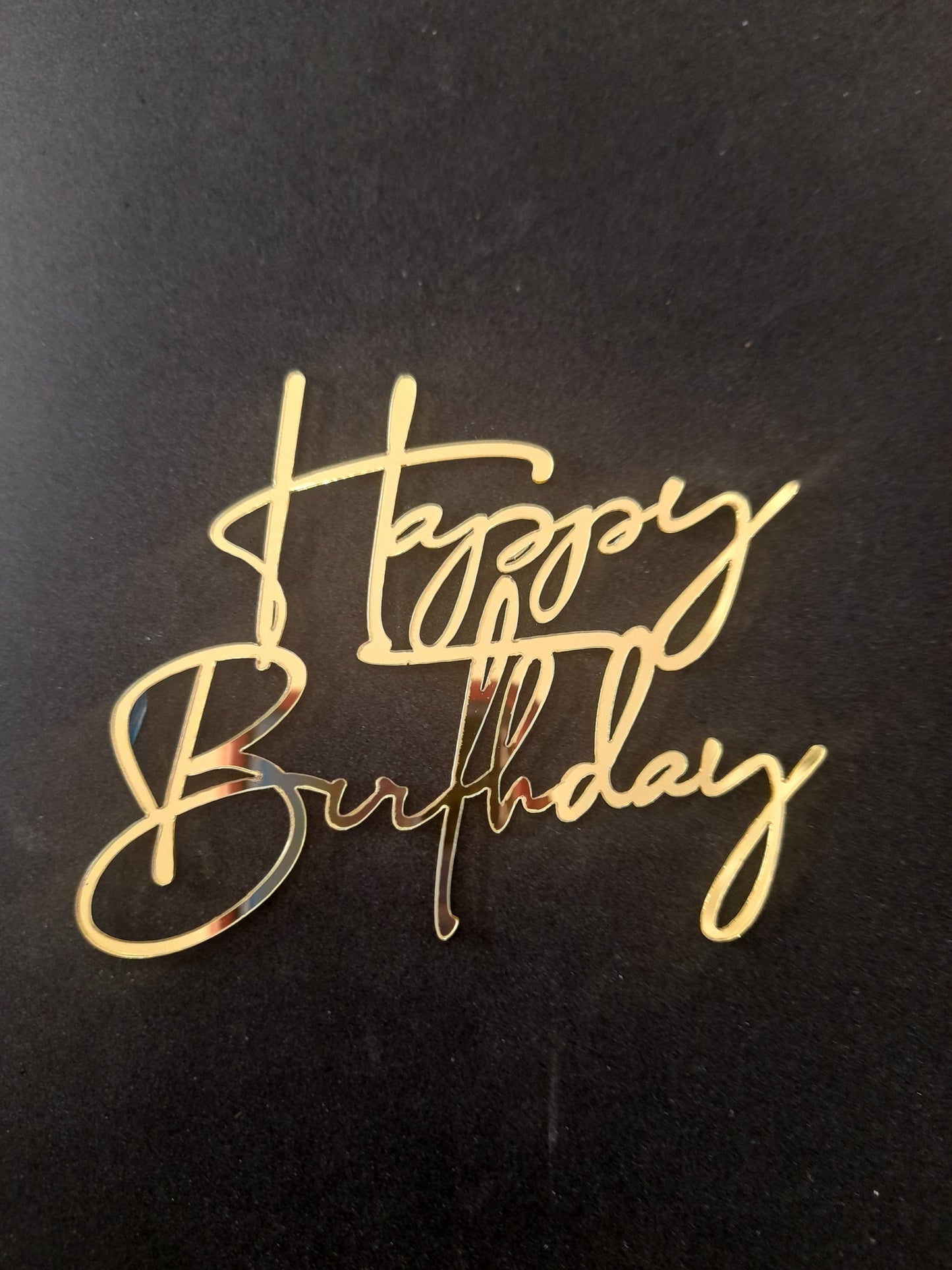 Acrílico feliz cumpleaños dorado
