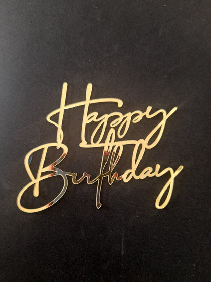 Acrílico feliz cumpleaños dorado