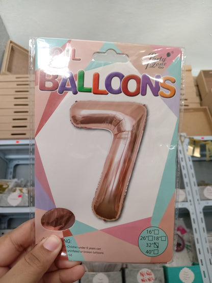 7.6 Globos metálicos 32" Números rosa gold
