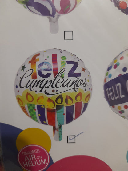 7.6 Globos feliz cumple de 18 pulg