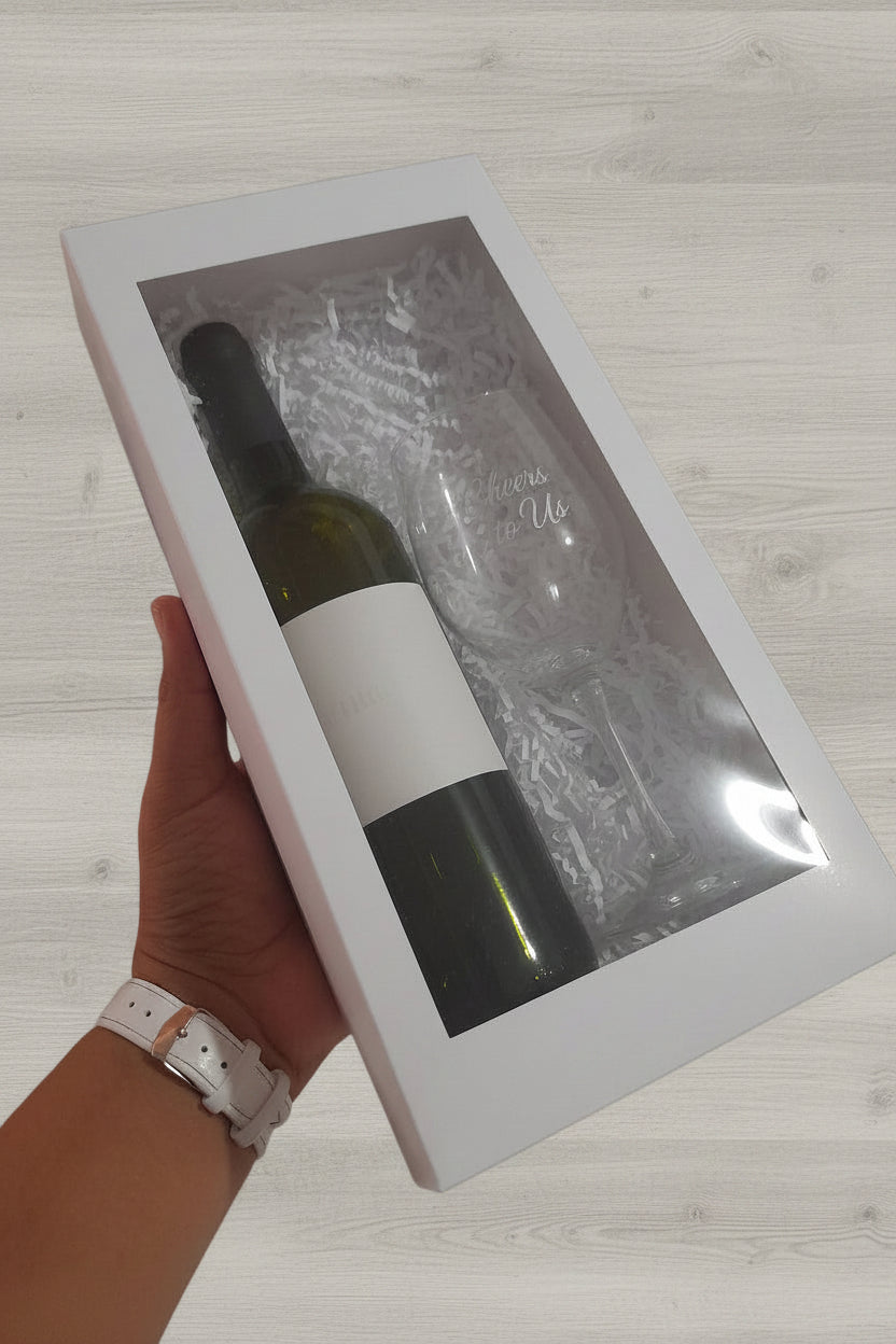 Caja para vino y copa 12x6x3 pulg