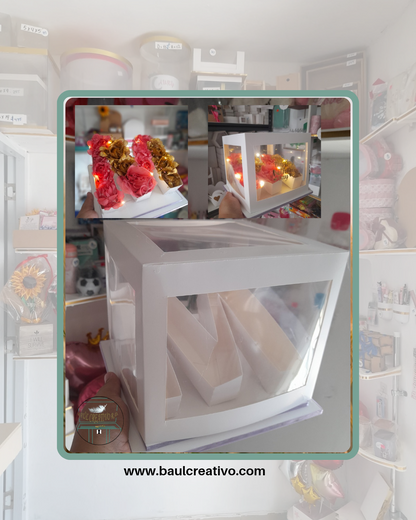 CL Caja de letra con ventana en los 4 lados 8x8x7 y la letra de 7x 1.5x1.5 ( 1.8M )