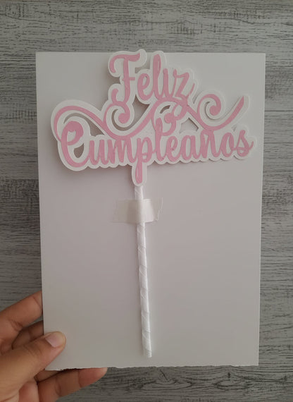 Top Feliz Cumpleaños 6 pulgadas varios colores