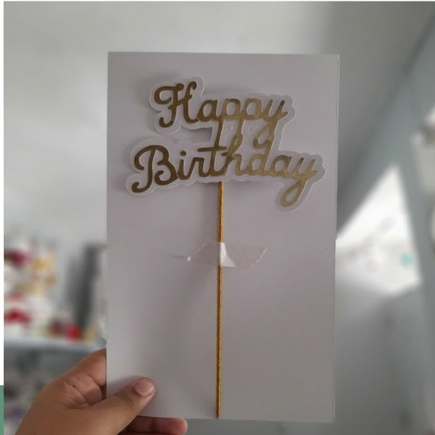 Topper Happy Birthday dorado fondo blanco